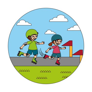 erkek ve kız pateni izole simgesi