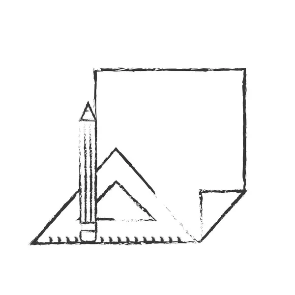 Carta righello triangolo bianco e matita forniture — Vettoriale Stock