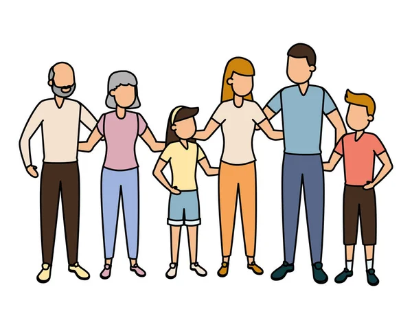 Glückliche Familie Eltern Kinder Großeltern — Stockvektor