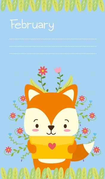 かわいい動物カレンダー — ストックベクタ