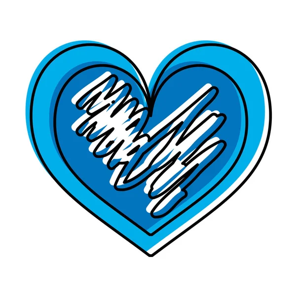 Main dessiné coeur amour romance passion — Image vectorielle