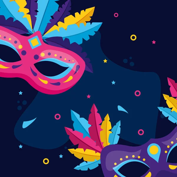 Masques avec carnaval de plumes — Image vectorielle