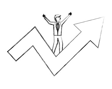 başarı ok iş el çizim ayakta işadamı