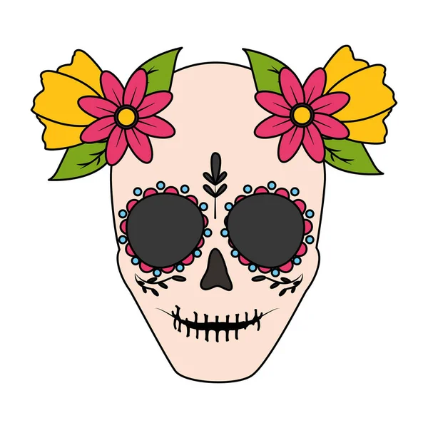 Catrina flor del cráneo — Archivo Imágenes Vectoriales