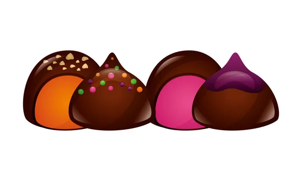 Chocolate sweet bonbons candy stuffed — Stock Vector