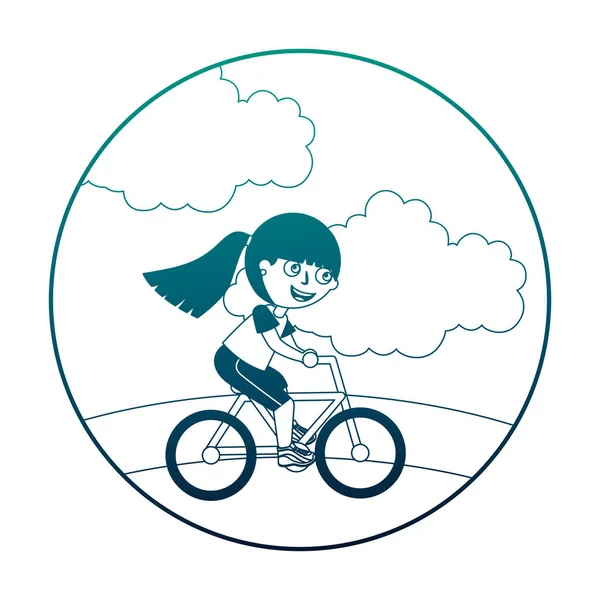 Mladá dívka v kole izolované ikony — Stockový vektor