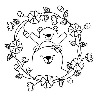 anne ayı ve oğlu çiçek