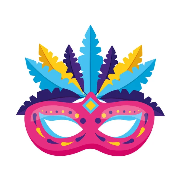 Máscara com carnaval de penas — Vetor de Stock