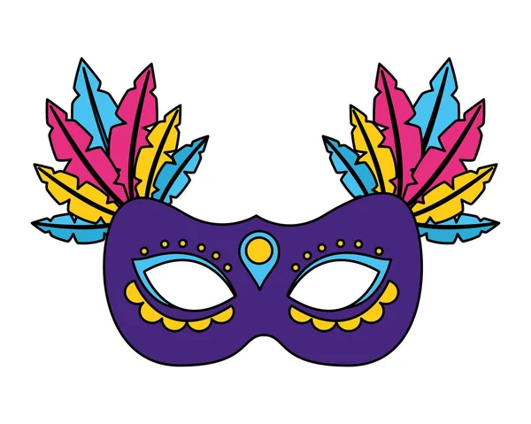 Tüy karnaval ile maske — Stok Vektör