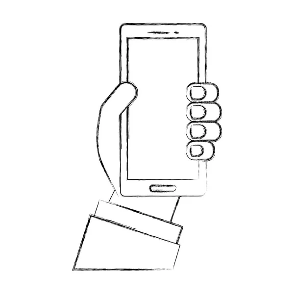 Рука тримає цифровий мобільний пристрій — стоковий вектор