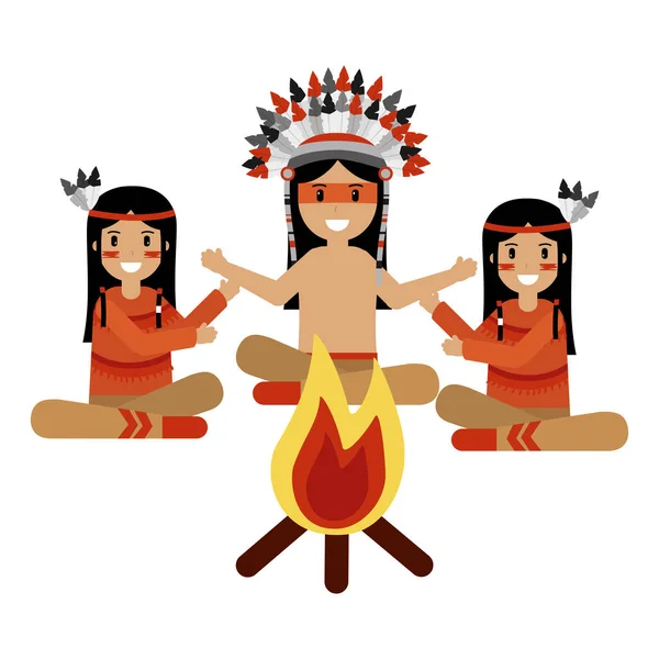 美洲原住民的字符 — 图库矢量图片