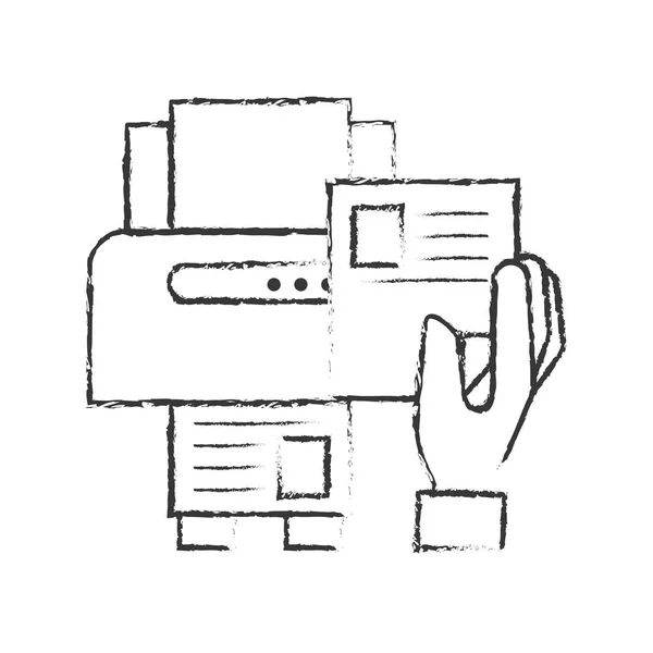 Máquina de impresión de copia de papel de mano — Archivo Imágenes Vectoriales