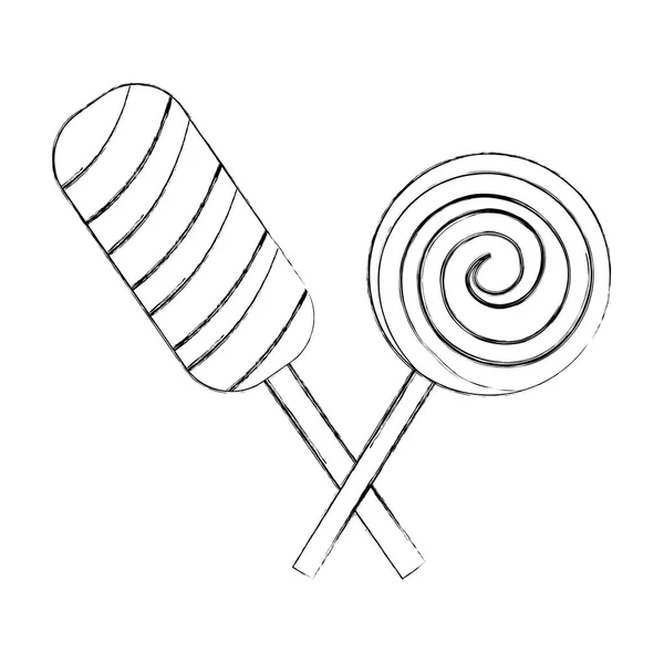 Zuckerlutscher spiralförmig in Stäbchen — Stockvektor