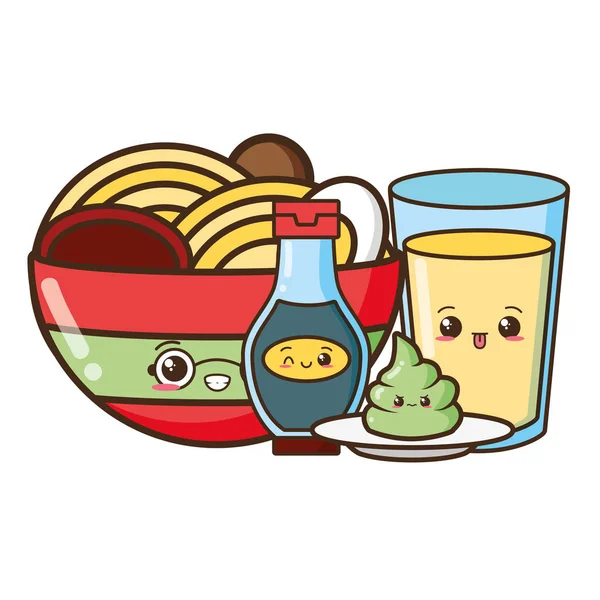 Cartone animato cibo kawaii — Vettoriale Stock