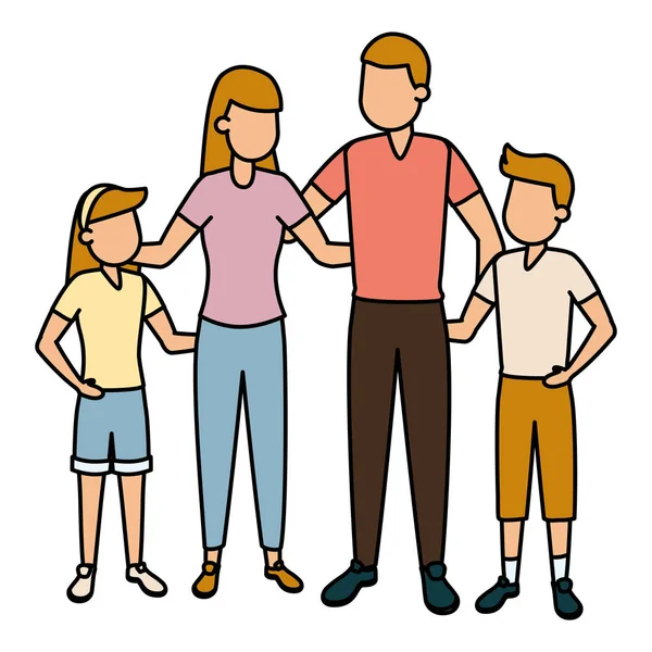 Parents with son and daughter — Stock Vector