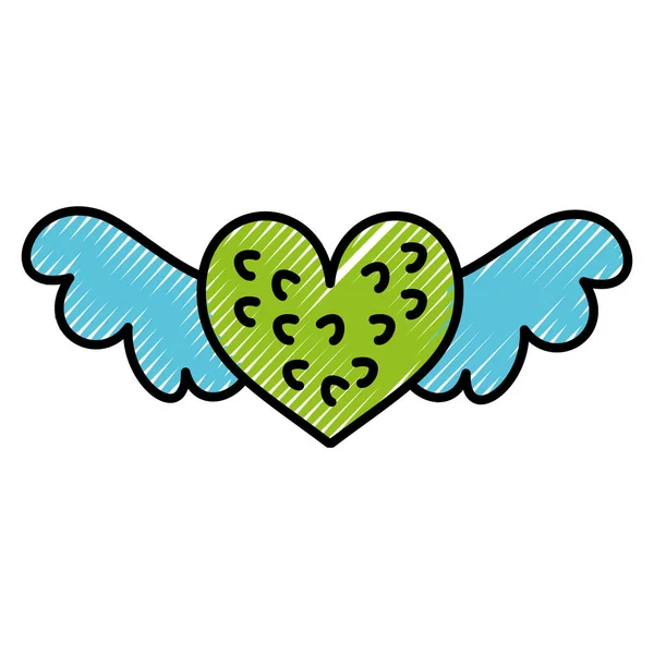 浪漫的翅膀的心象征着浪漫和爱情 — 图库矢量图片