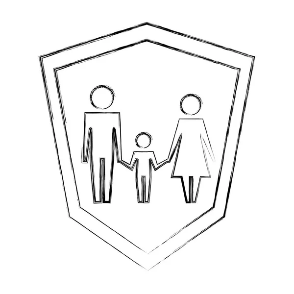 Famille ensemble pictogramme de protection des soins de santé — Image vectorielle