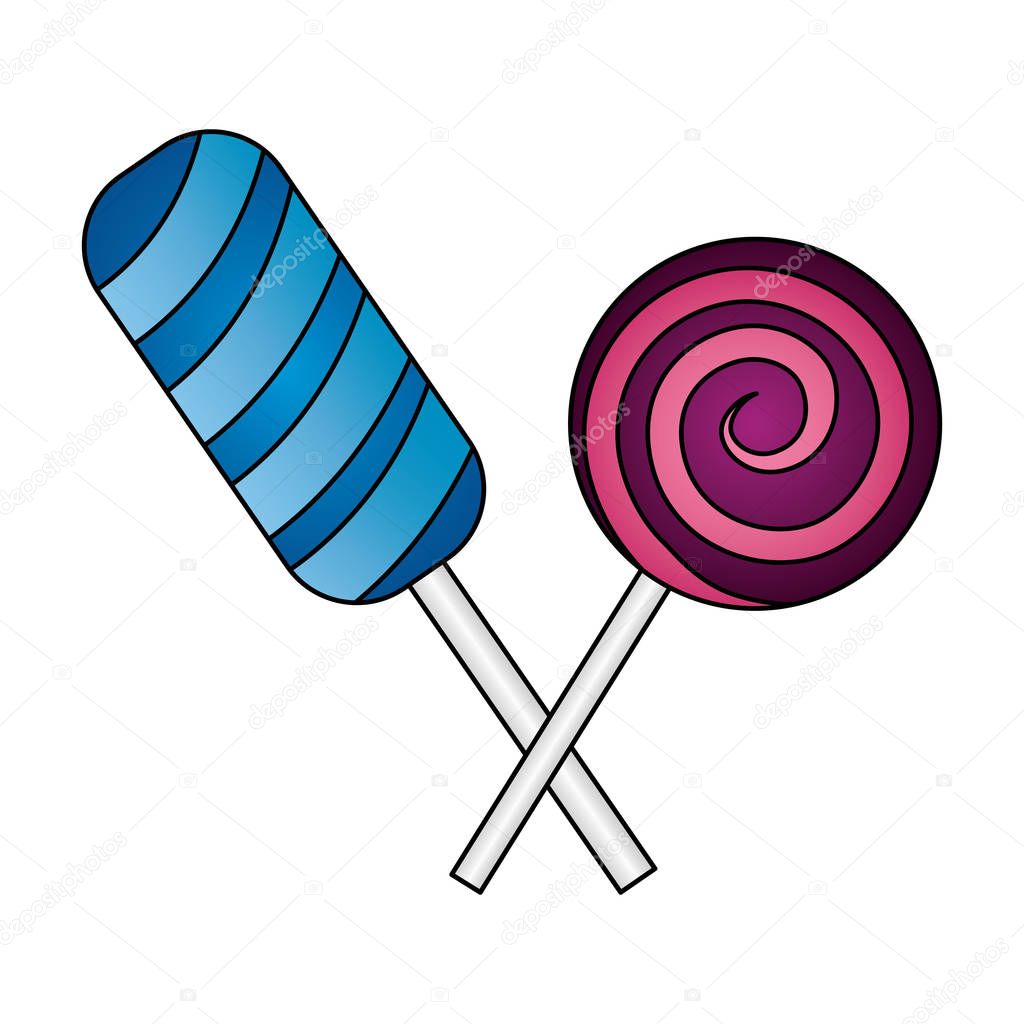sweet lollipops crossed isolated icon