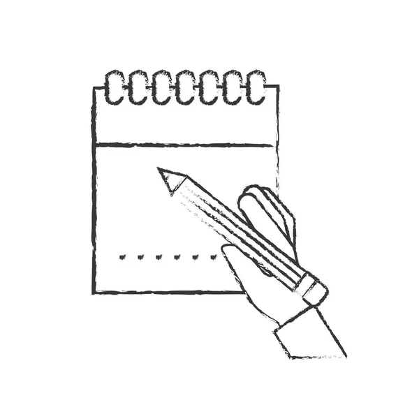 Ręka trzyma ołówek pisać na Notatnik — Wektor stockowy