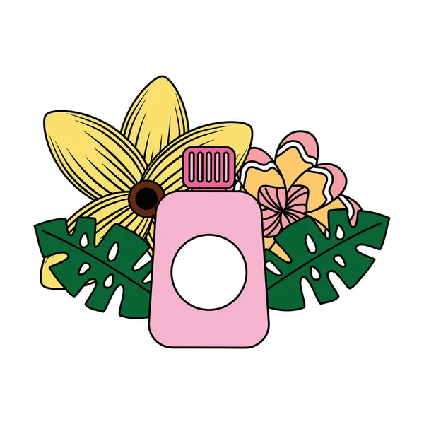 Bloqueador solar flor tropical verano — Vector de stock