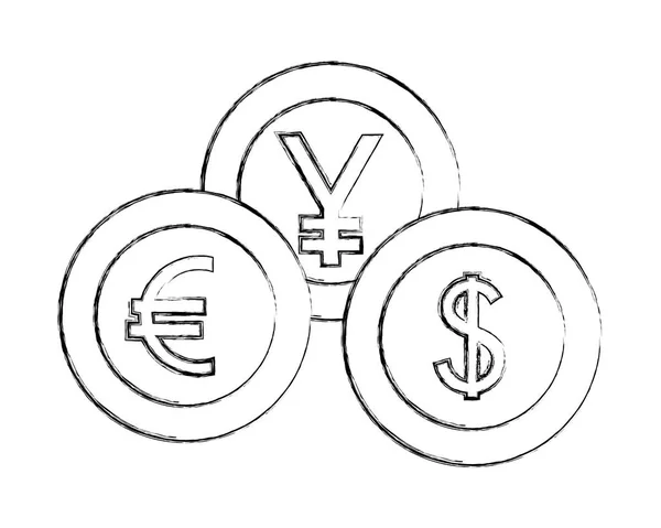设置国际货币隔离图标 — 图库矢量图片