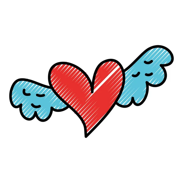 Coeur ailé romantique symbolisant la romance et l'amour — Image vectorielle