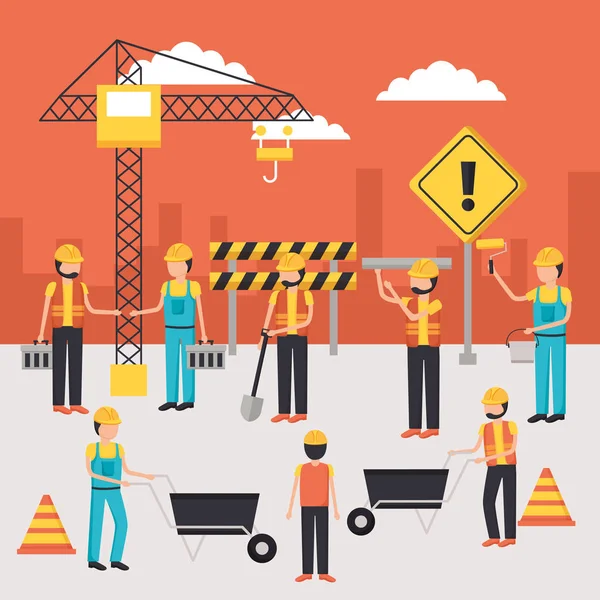 Equipo de construcción del trabajador — Vector de stock