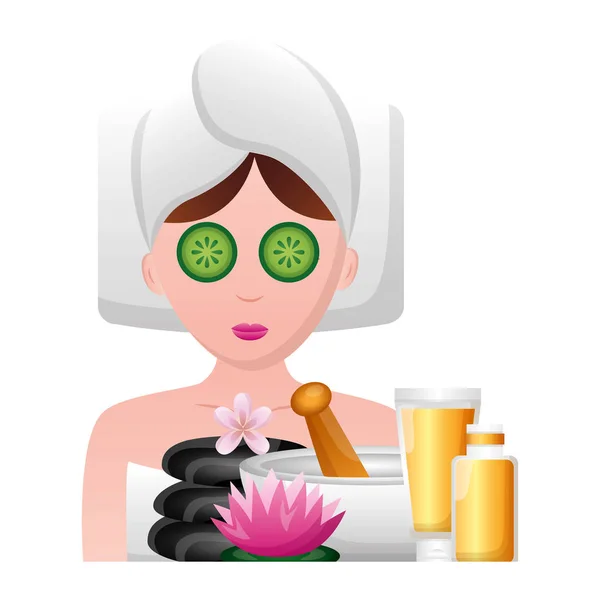 Mulher com toalha spa — Vetor de Stock