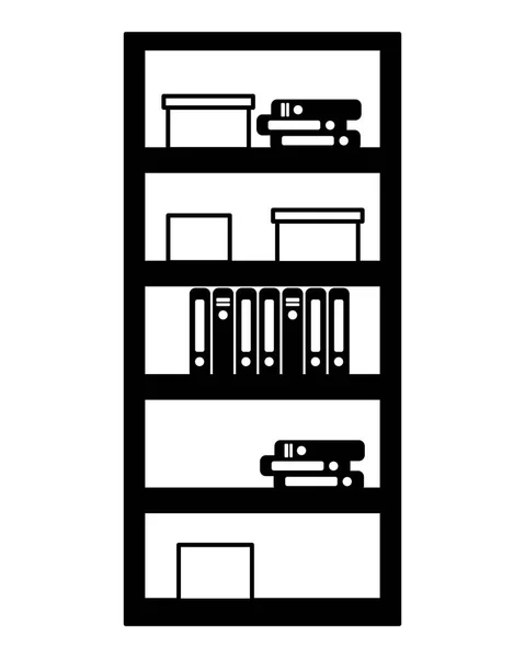 Office bookshelf boxes — Stock Vector
