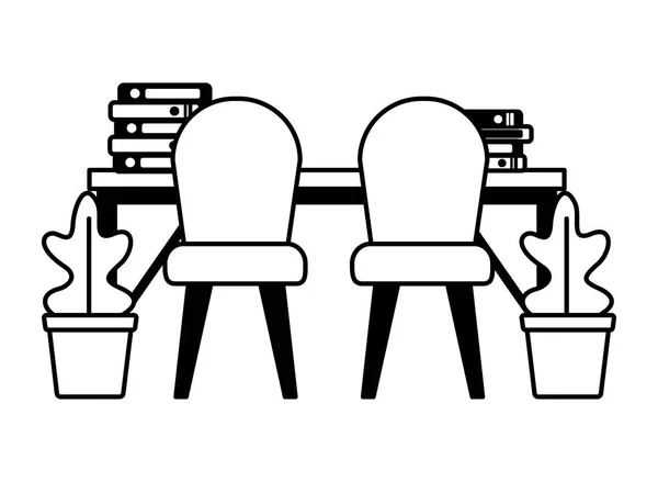 Γραφείο γραφείων καρέκλες βιβλία — Διανυσματικό Αρχείο