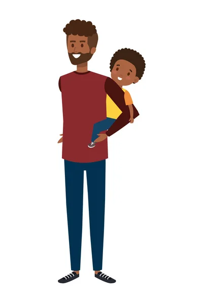 Afro padre con figlio personaggi — Vettoriale Stock