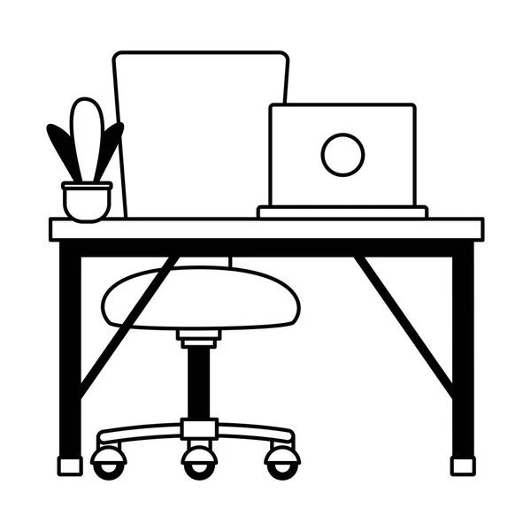 Ufficio scrivania sedia sul posto di lavoro — Vettoriale Stock