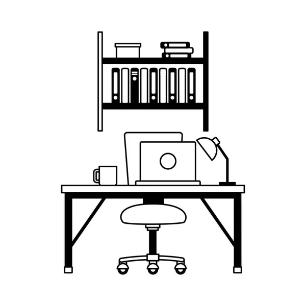 Muebles de oficina lugar de trabajo — Archivo Imágenes Vectoriales