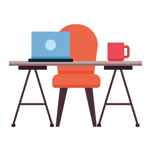 Bureau bureau chaise lieu de travail — Image vectorielle