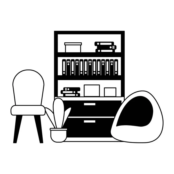 Chaises de bibliothèque de bureau — Image vectorielle