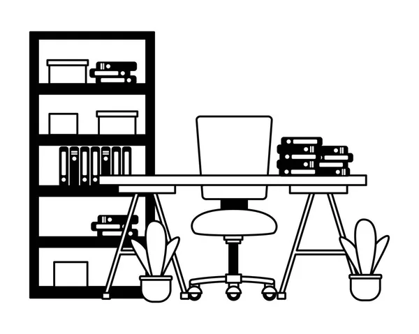 Muebles de oficina lugar de trabajo — Vector de stock