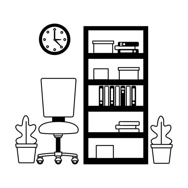 Office bookshelf chair workplace — Stock Vector