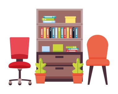 ofis kitaplık sandalyeler