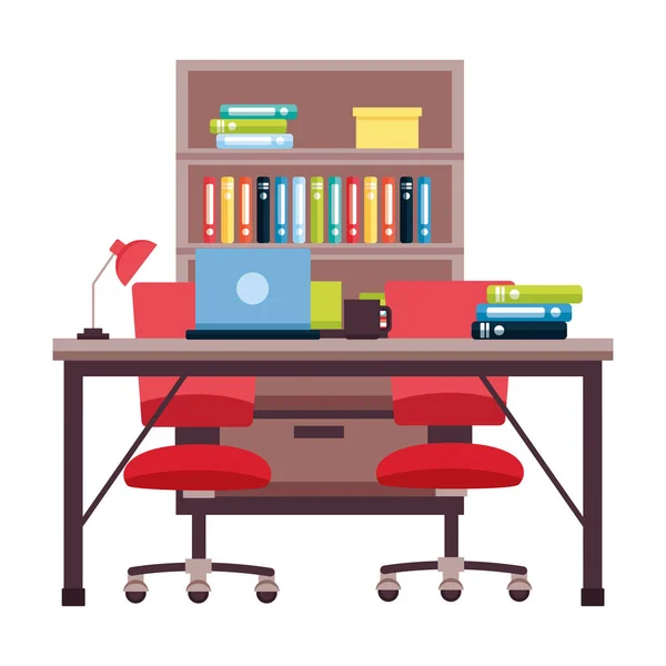 Muebles de oficina lugar de trabajo — Vector de stock