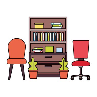 ofis kitaplık sandalyeler
