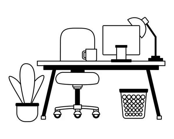 Irodai íróasztal laptop — Stock Vector