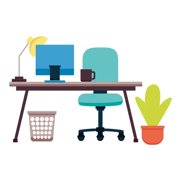 Office desk laptop — Stock Vector