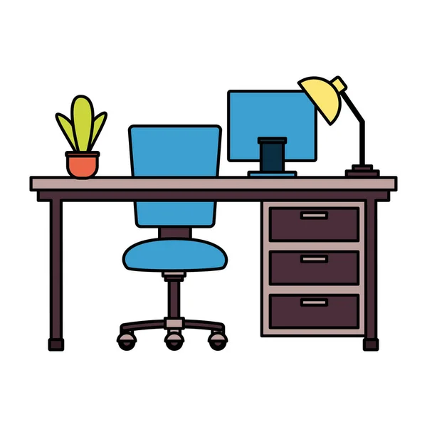 Muebles de oficina de trabajo — Vector de stock