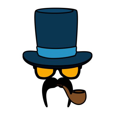 tophat hipster tarzı ile gözlük ve bıyık