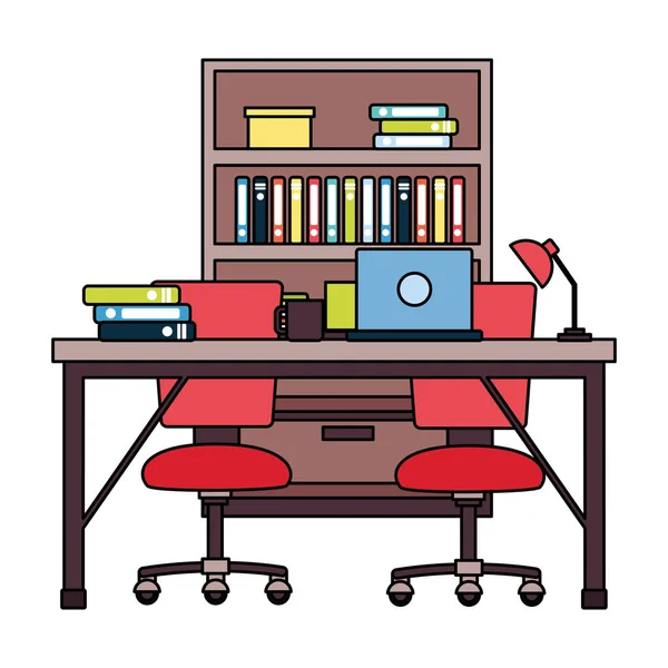 Muebles de oficina lugar de trabajo — Vector de stock