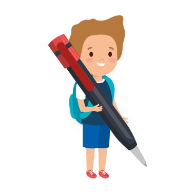 kalem ile küçük çocuk öğrenci