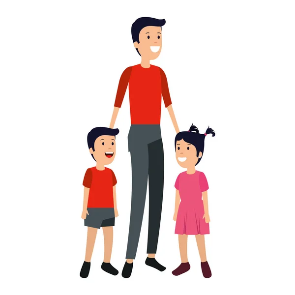 Padre con personajes de hijo e hija — Vector de stock