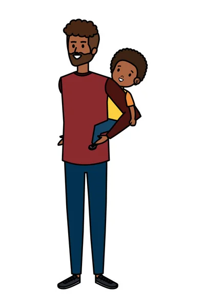 Afro père avec fils personnages — Image vectorielle