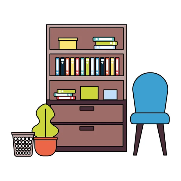 Bureau bibliothèque chaise — Image vectorielle