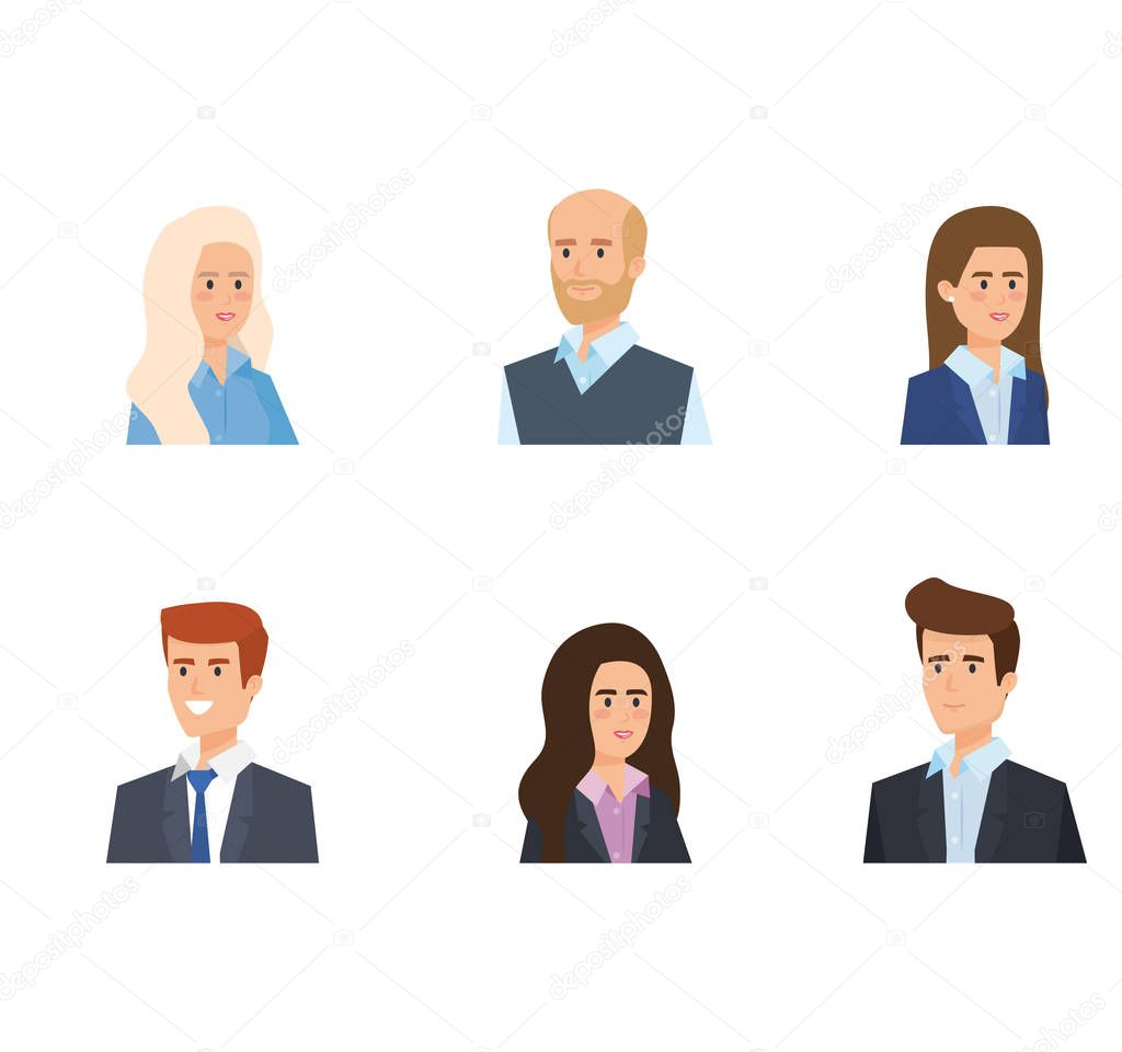 set businessmen and businesswomen executive with hairstyle